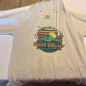 Red River Graphic Hoodie - Cream with Teal & Orange Logo